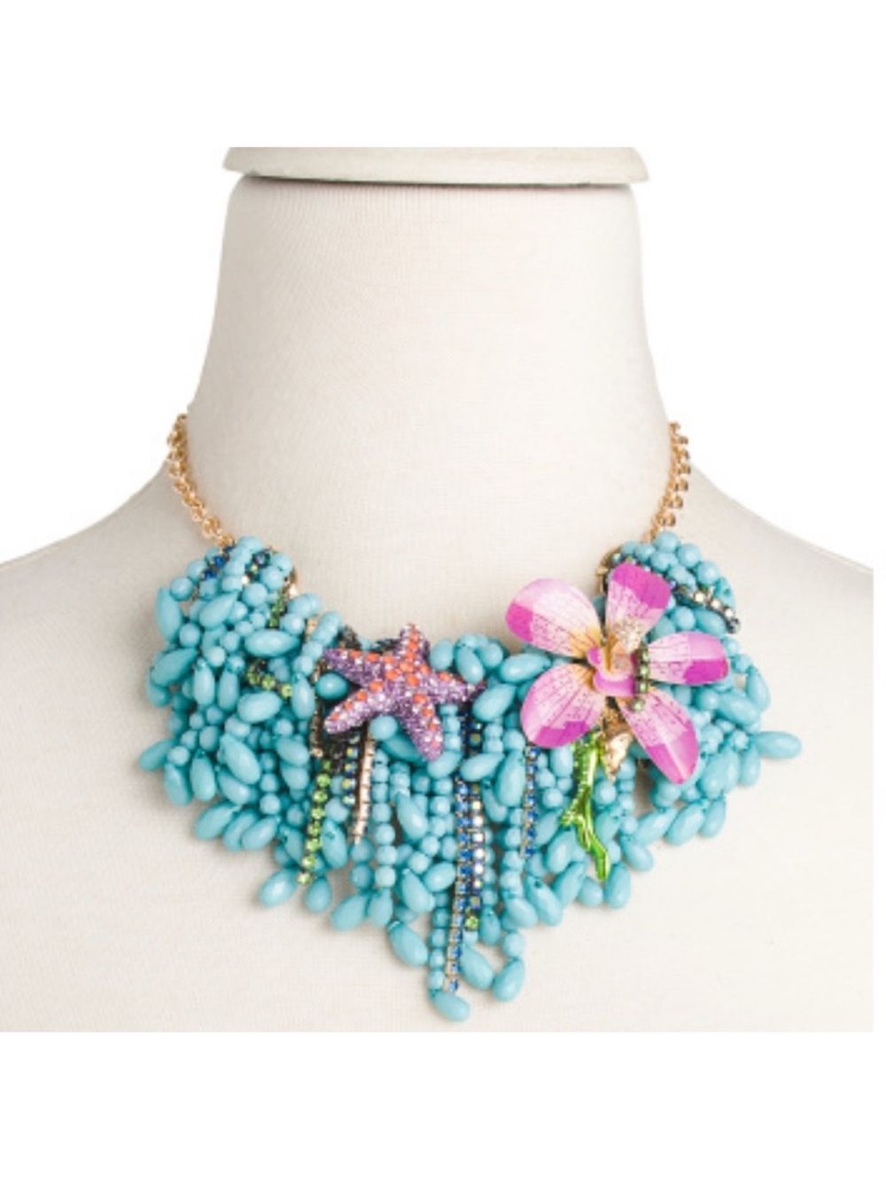Betsey Johnson Mermaid Jewels Sea Life Starfish Orchid Bib Necklace
